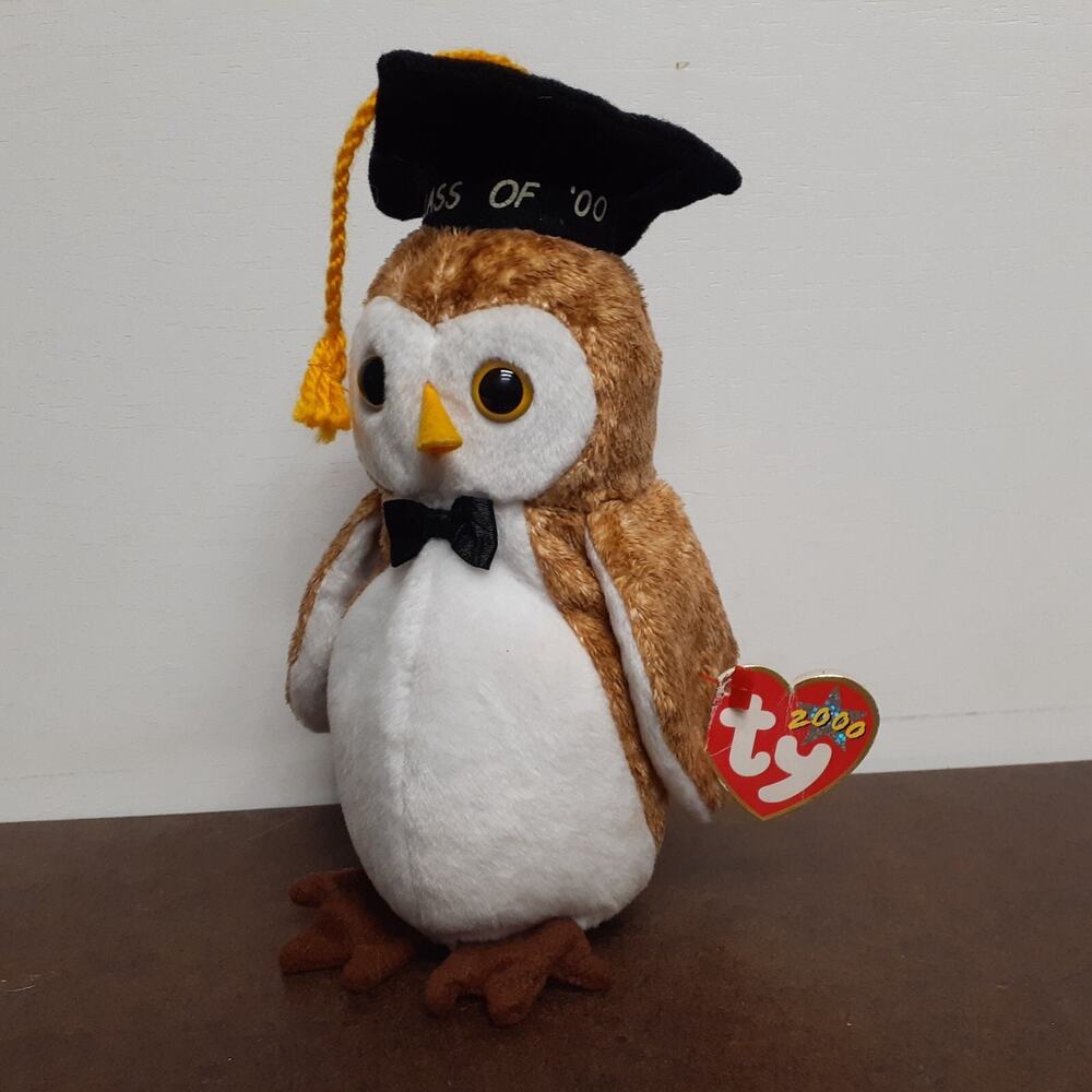TY Beanie Babies Wisest the Owl Class Of 00' Bean Bag Stuffed Animal Toy